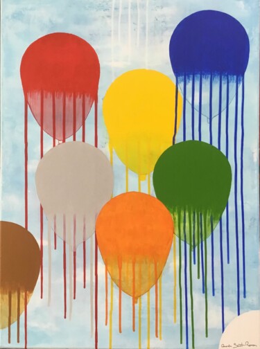 绘画 标题为“Ballons” 由Quentin Saint Roman, 原创艺术品, 丙烯 安装在木质担架架上