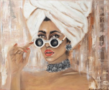 Dear, Champagne to Me - Original Oil Stylish Painting 绘画 标题为“Dear, Champagne to…” 由Juliana Sol, 原创艺术品, 油 安装在木质担架架上