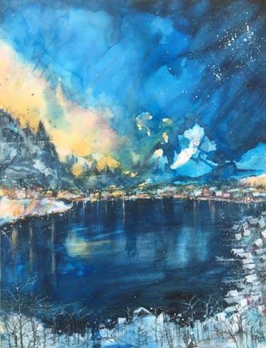 Les couleurs de l'hiver Painting titled "Les couleurs de l'h…" by Emilian Alexianu, Original Artwork, Watercolor