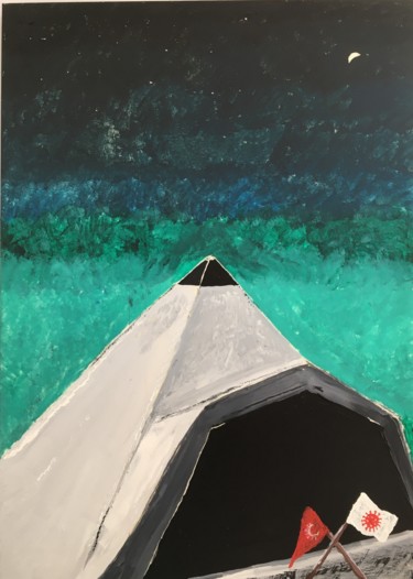 Painting titled "Glastonbury Pyramid…" by Simon Farnell, Original Artwork, Acrylic Mounted on Other rigid panel