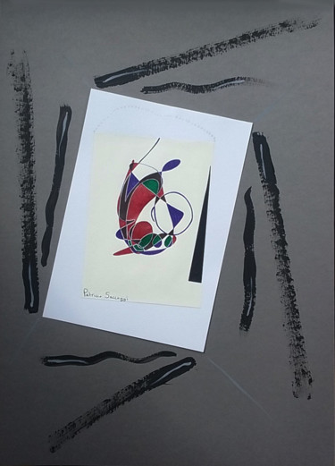 图画 标题为“Les coups de bâton” 由Patricia Saccaggi, 原创艺术品, 圆珠笔