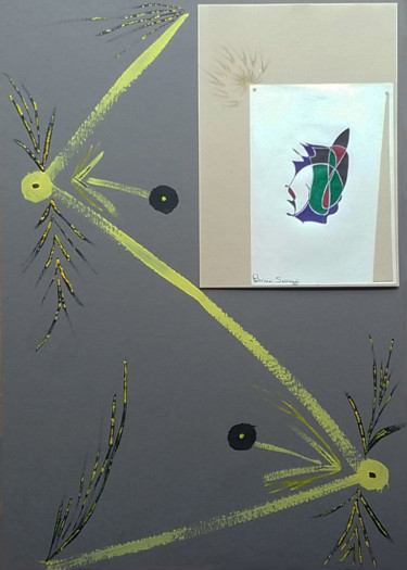 图画 标题为“Dans l'aquarium” 由Patricia Saccaggi, 原创艺术品, 圆珠笔