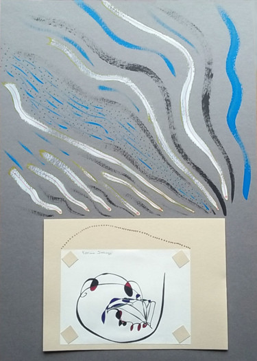 图画 标题为“La baleine sur les…” 由Patricia Saccaggi, 原创艺术品, 圆珠笔