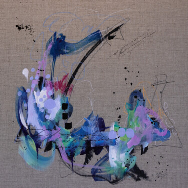 Bleu comme le ciel dans tes yeux Painting titled "Bleu comme le ciel…" by Chantal Proulx, Original Artwork, Acrylic Mounted on Cardboard