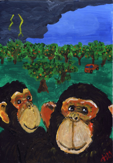 Malerei mit dem Titel "Migränewetter" von Dieter Hamm, Original-Kunstwerk, Acryl