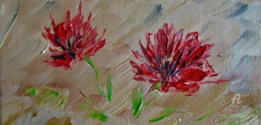 Painting titled "Dos flores" by Roberto Urbano, Original Artwork, Oil