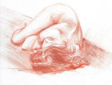 「Nu N°2」というタイトルの描画 Pierre Vastchenkoによって, オリジナルのアートワーク, コンテ