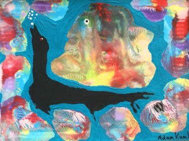 Painting titled "Seal & Creatures" by Adam Kamhi, Original Artwork, Acrylic