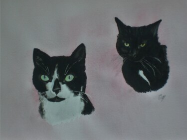 Malerei mit dem Titel "LILI ROSE & RYAN -…" von Eliane Morvan (CREADELI  "les petits bonheurs d'Eli"), Original-Kunstwerk, A…