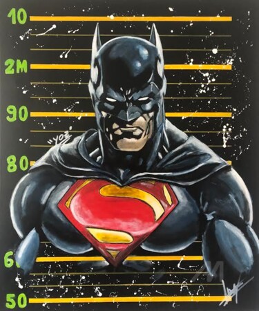 绘画 标题为“SuperBat” 由Yoz, 原创艺术品, 丙烯 安装在木质担架架上