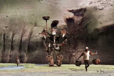 Arts numériques intitulée "Robot" par Max Parisot Du Lyaumont, Œuvre d'art originale, Peinture numérique Monté sur Aluminium