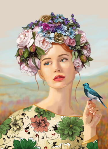 数字艺术 标题为“Flores do Campo” 由Paula Machado, 原创艺术品, 数字油画