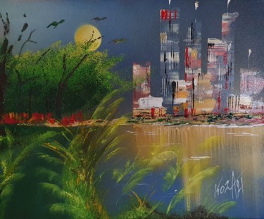 Un dimanche à Central Park Pintura intitulada "Un dimanche à Centr…" por Pascal Koza, Obras de arte originais, Acrílico Montado em Armação em madeira