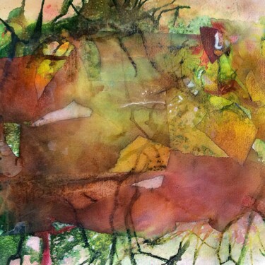 Peinture intitulée "Roche et herbe" par Any, Œuvre d'art originale, Aquarelle