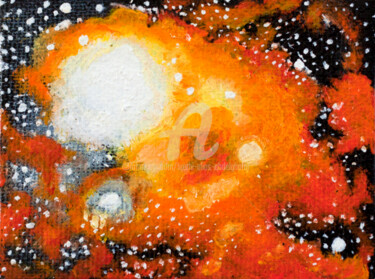 Kosmische Explosion in Gelb Peinture intitulée "Kosmische Explosion…" par Luethi Alias Abdelghafar, Œuvre d'art originale, Huile