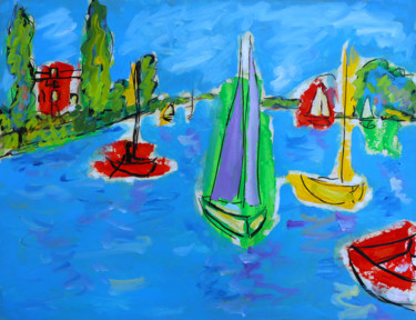 Peinture intitulée "exBateaux" par Jean Mirre, Œuvre d'art originale, Huile