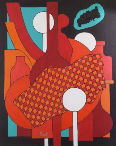 Painting titled "Asteroïde" by Michel Marant, Original Artwork, Acrylic Mounted on Wood Stretcher frame
