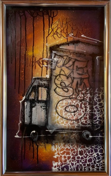 绘画 标题为“« A fond la caisse »” 由Mickael Bereriche (KESMO), 原创艺术品, 喷漆 安装在玻璃上