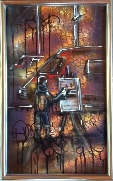 绘画 标题为“« Picasso en VF 2.0…” 由Mickael Bereriche (KESMO), 原创艺术品, 喷漆 安装在玻璃上