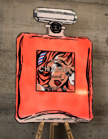 Malerei mit dem Titel "CHANEL N.5 ORANGE R…" von Simone De Rosa, Original-Kunstwerk, Acryl