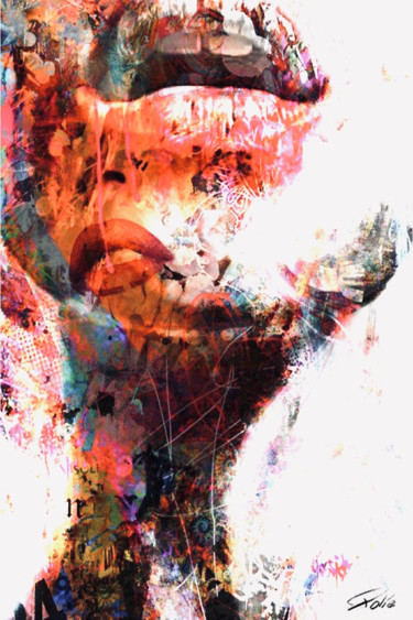 Painting titled "POP LIPS" by Pierre Olié, Original Artwork, Oil