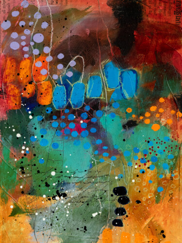 Painting titled "Les bleuets" by Chantal Proulx, Original Artwork, Acrylic Mounted on Other rigid panel