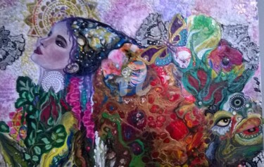 Painting titled "Esprit de la nature" by Cassio-Galet, Original Artwork, Collages