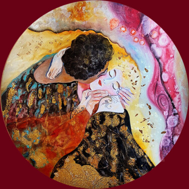 「tendre baiser」というタイトルの絵画 Domassiniによって, オリジナルのアートワーク, オイル