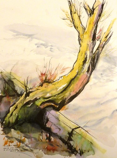 L'arbre qui s'accroche au vieux quai abandonné Drawing titled "L'arbre qui s'accro…" by René Blanchet, Original Artwork, Ink