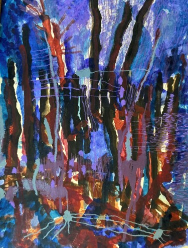绘画 标题为“goes to the blue li…” 由Ingela Wallgren Lindgren, 原创艺术品, 彩画