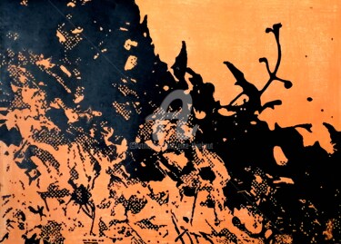 Printmaking titled "Jardin" by Elke Thiébaut, Original Artwork, Linocuts