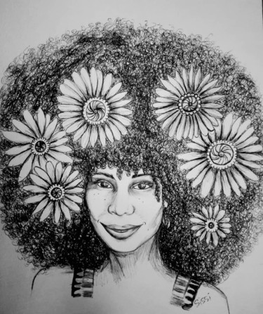 Dessin intitulée "Sweet Samaha" par Super Sissi Acrylistic, Œuvre d'art originale, Stylo à bille