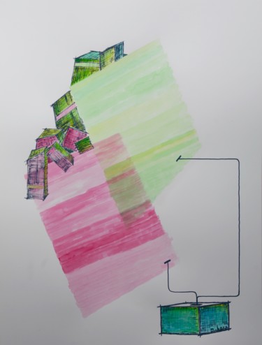 Peinture intitulée "URBA 19" par Marc Barn, Œuvre d'art originale, Aquarelle
