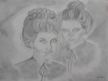 Dessin intitulée "Ressemblance et pro…" par Christelle Carlton, Œuvre d'art originale, Crayon