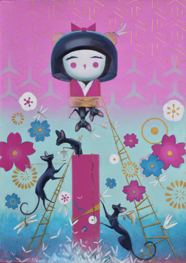 绘画 标题为“cat friendship” 由Aliia Giliazova, 原创艺术品, 油