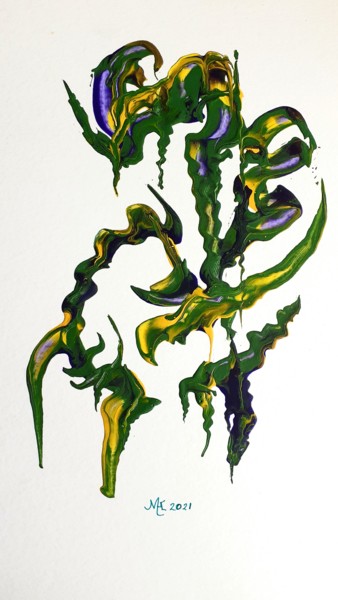 Schilderij getiteld "Dragonflower" door Marianne Huizinga, Origineel Kunstwerk, Acryl