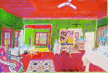 Drawing titled "Atelier Bucolique" by Catherine Delmas Lett, Original Artwork, Gouache