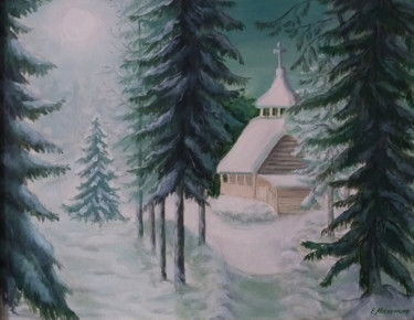Painting titled "Makaryevskaya chape…" by Elena Makhonina, Original Artwork, Oil Mounted on Cardboard