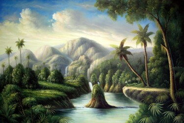 Peinture intitulée "Waterside 014" par Lermay Chang, Œuvre d'art originale, Huile Monté sur Châssis en bois
