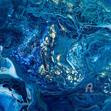 绘画 标题为“Blue gold abstract…” 由Julia Brinkfrau, 原创艺术品, 丙烯