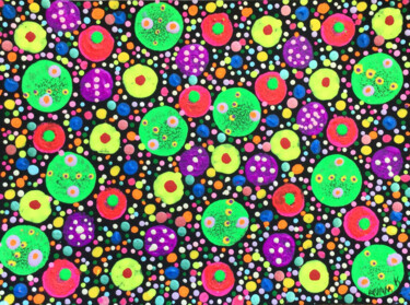 Painting titled "UFO's over cluster…" by Adam Kamhi, Original Artwork, Acrylic