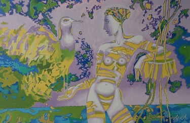 Painting titled "Contemplation" by Oleksandr Lekomtsev, Original Artwork, Oil