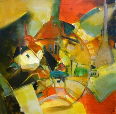 Tour de France Peinture intitulée "Tour de France" par Christelle Veron Cherbonnier, Œuvre d'art originale, Acrylique Monté sur Châssis en…