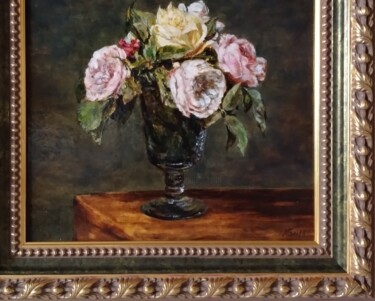 Roses 2 (copie d'apres H.Fantin-Latour) Painting titled "Roses 2 (copie d'ap…" by Maria Bel, Original Artwork, Oil
