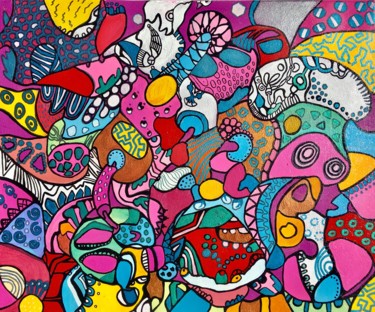 Painting titled "ROBOT. detailed, co…" by Veera Zukova, Original Artwork, Acrylic Mounted on Wood Stretcher frame