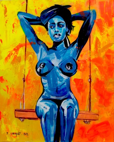 Peinture intitulée "Sur la balançoire" par Philippe Cormault, Œuvre d'art originale, Acrylique Monté sur Châssis en bois