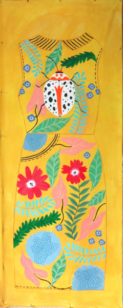 Vestido Amarillo. Unique hand-crafted artwork Peinture intitulée "Vestido Amarillo. U…" par Valeria Cis, Œuvre d'art originale, Acrylique
