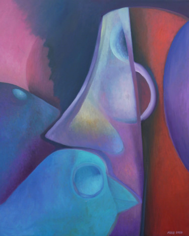 Peinture intitulée "Trois êtres" par Raphaël Roux, Œuvre d'art originale, Huile