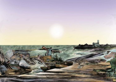 Arts numériques intitulée "Bateau Ivre 5" par Kizou Dumas, Œuvre d'art originale, Travail numérique 2D