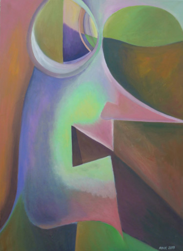 Peinture intitulée "Profil heureux" par Raphaël Roux, Œuvre d'art originale, Huile